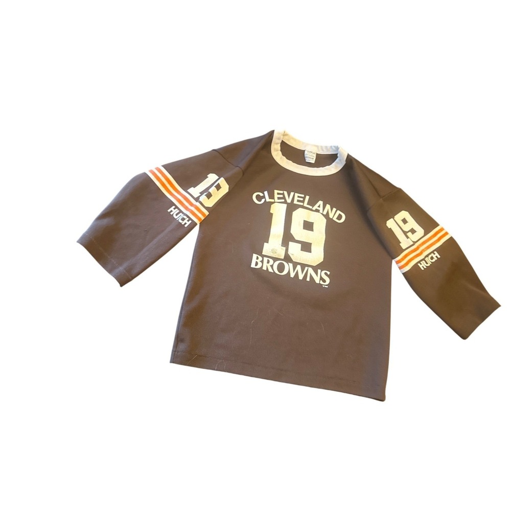 Cleveland Browns‎ Hutch Boys Medium Tee Shirt Brown White Vintage 80s Polyester